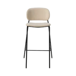 Chaise de bar 75 cm tissu et bois pieds métal Sofia