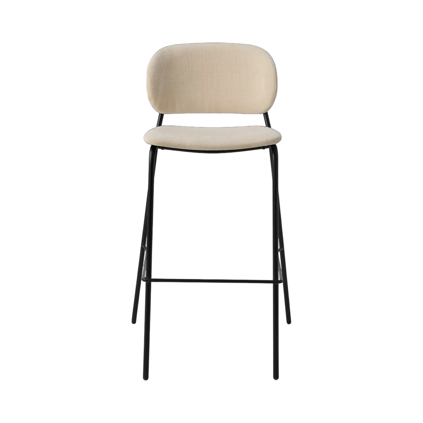 Chaise de bar 75 cm tissu et bois pieds métal Sofia