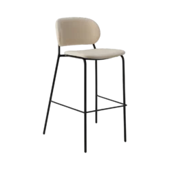 Chaise de bar 75 cm tissu et bois pieds métal Sofia