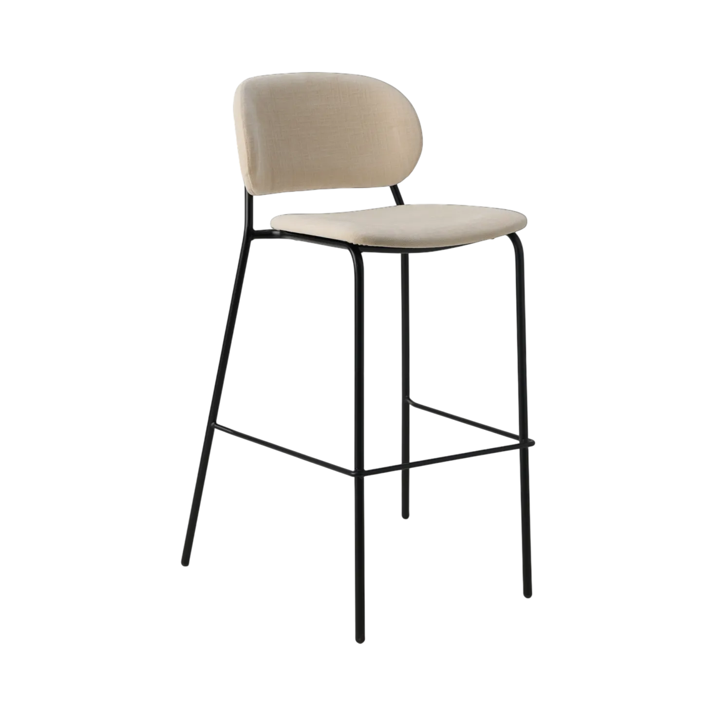 Chaise de bar 75 cm tissu et bois pieds métal Sofia