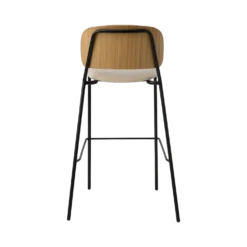 Chaise de bar 75 cm tissu et bois pieds métal Sofia
