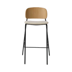 Chaise de bar 75 cm tissu et bois pieds métal Sofia