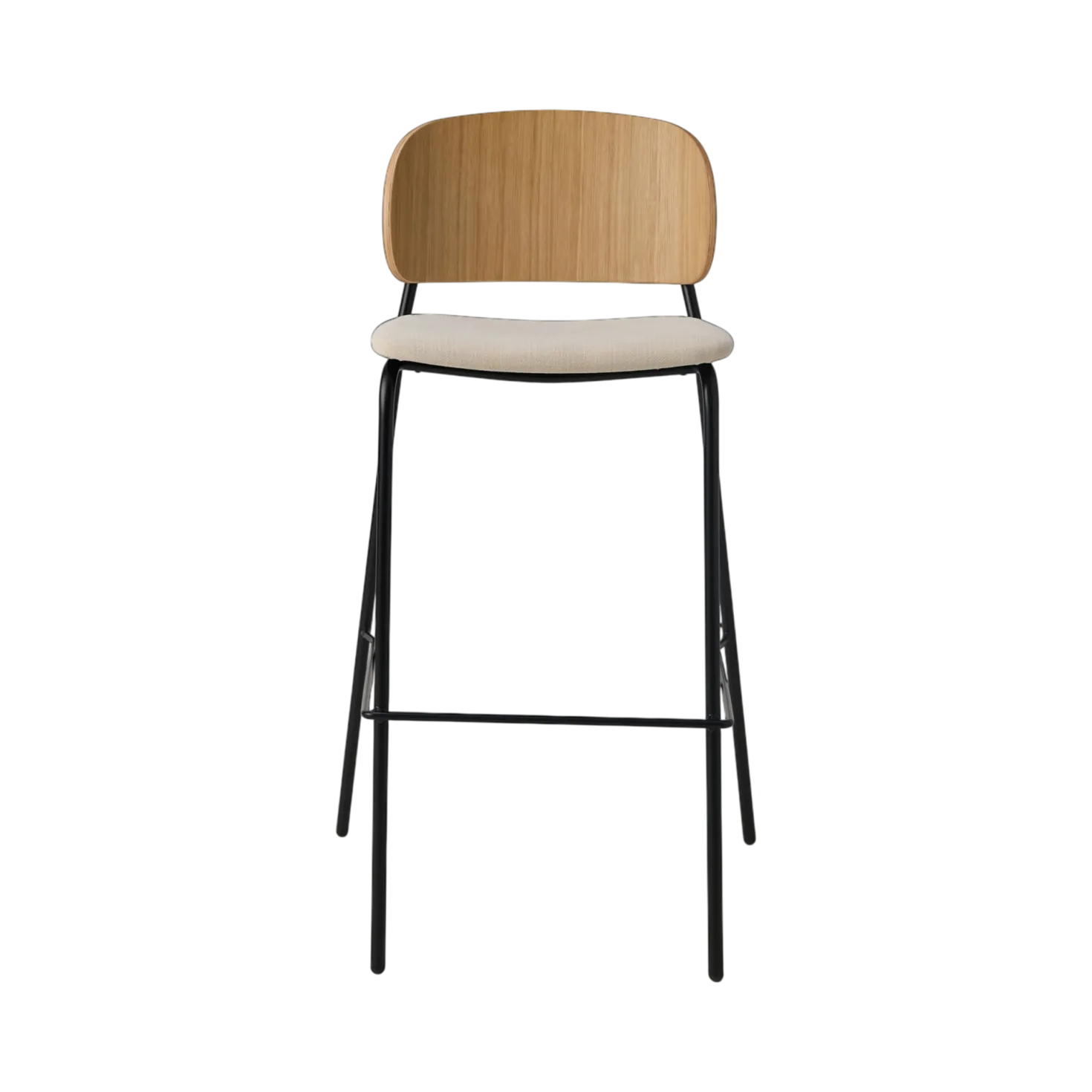 Chaise de bar 75 cm tissu et bois pieds métal Sofia