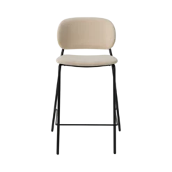 Chaise d'îlot 65 cm tissu et bois pieds métal Sofia