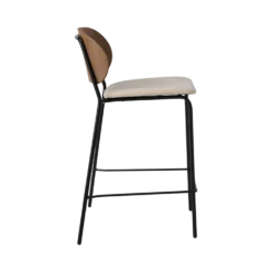 Chaise d'îlot 65 cm tissu et bois pieds métal Sofia