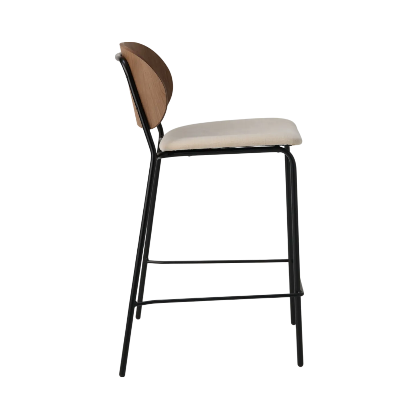 Chaise d'îlot 65 cm tissu et bois pieds métal Sofia