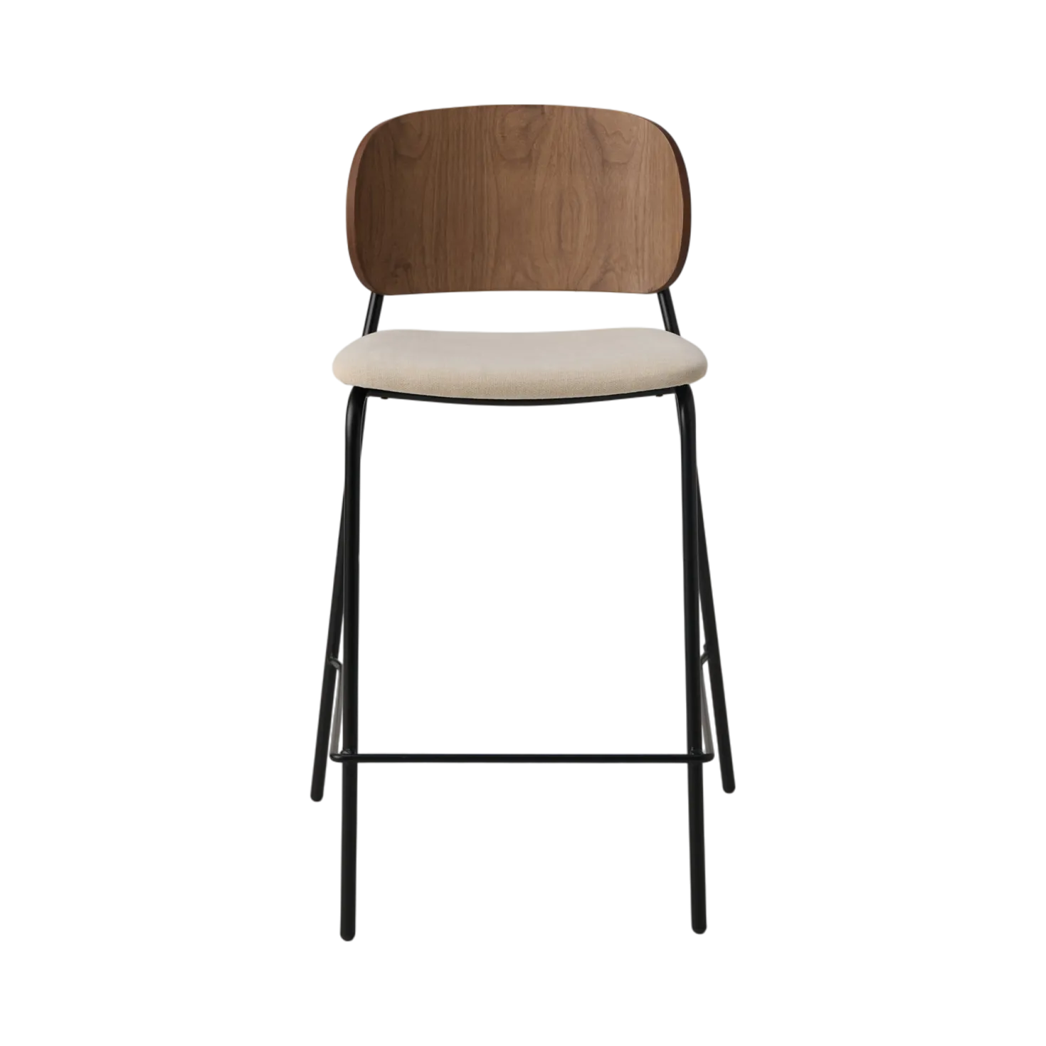 Chaise d'îlot 65 cm tissu et bois pieds métal Sofia