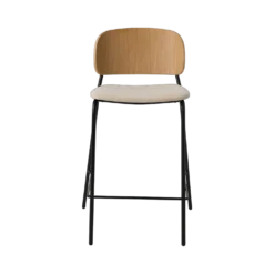 Chaise d'îlot 65 cm tissu et bois pieds métal Sofia