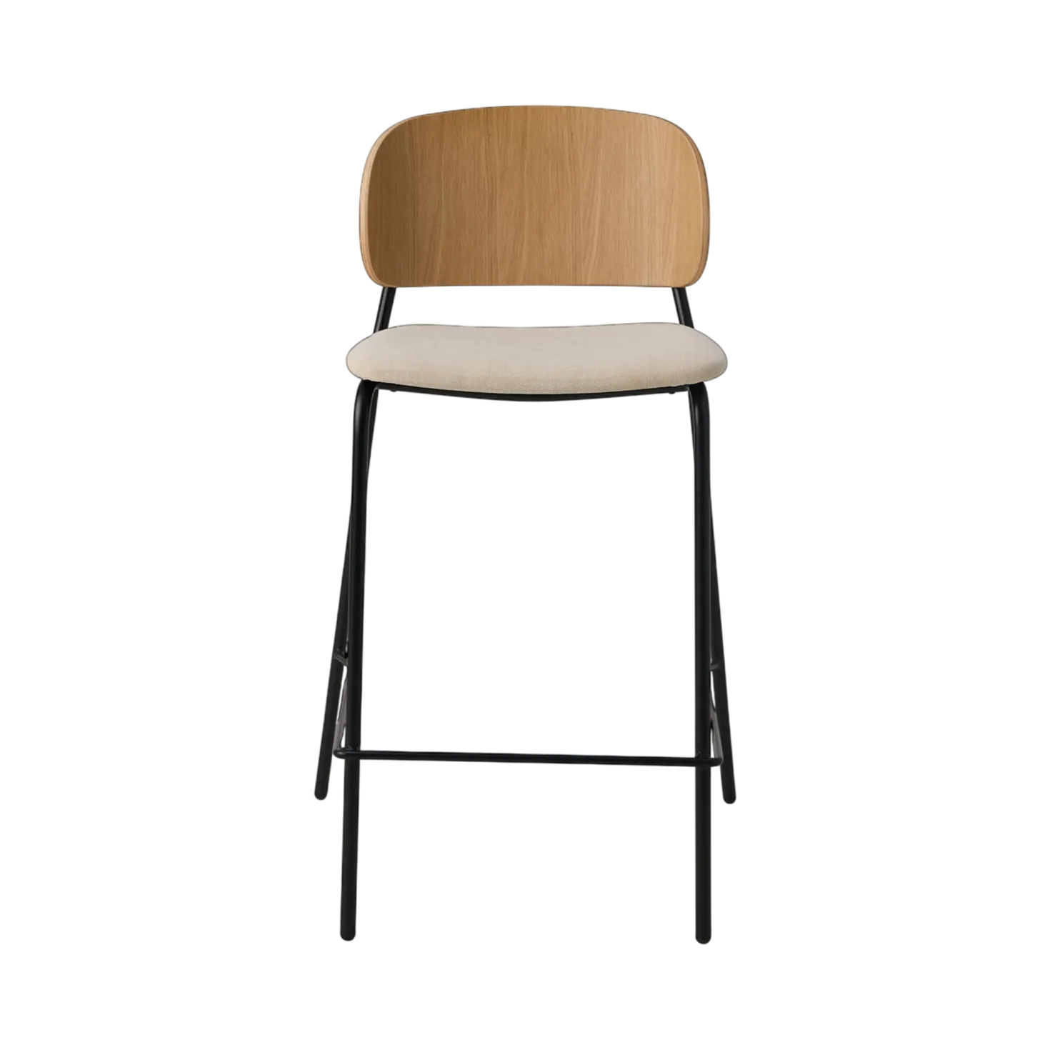 Chaise d'îlot 65 cm tissu et bois pieds métal Sofia