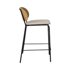 Chaise d'îlot 65 cm tissu et bois pieds métal Sofia