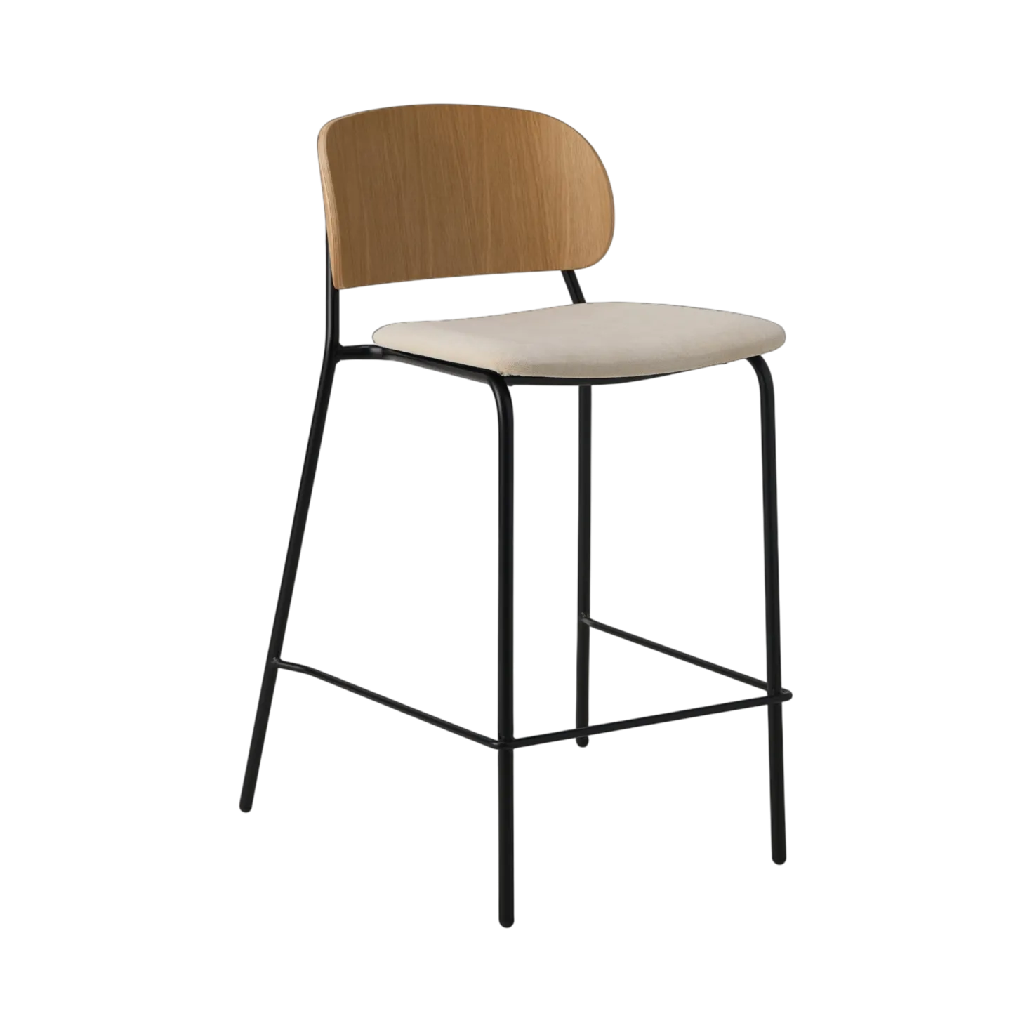 Chaise d'îlot 65 cm tissu et bois pieds métal Sofia