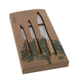 Coffret de 3 couteaux de cuisine manche chêne - Jean Dubost