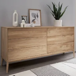 Commode chêne massif 6 tiroirs Charles