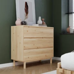 Commode pin massif 3 tiroirs Elie