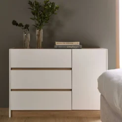 Commode 3 tiroirs décor bois Palerme
