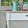 Console avec tiroir blanc et bois Apolline
