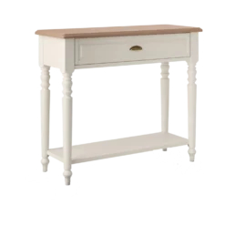 Console avec tiroir blanc et bois Apolline