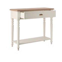 Console avec tiroir blanc et bois Apolline