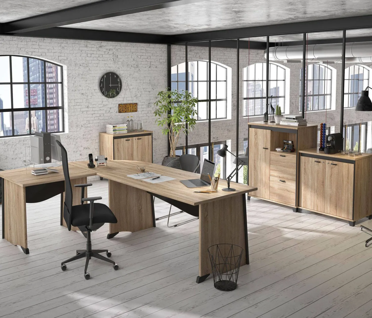 C.PRO PAR CAMIF Bureau complet Gregory retour 120 cm