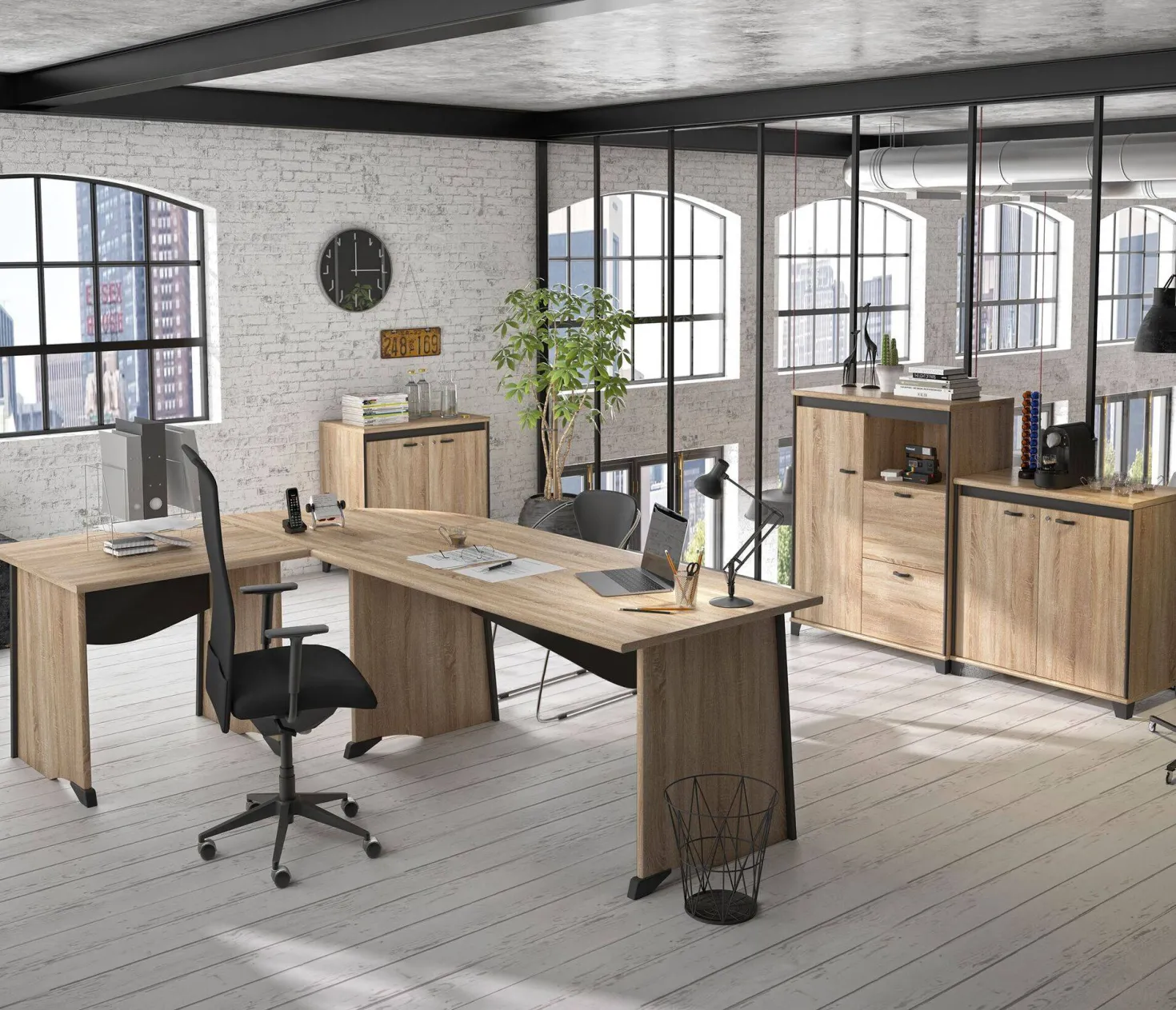 C.PRO PAR CAMIF Bureau complet Gregory retour 120 cm