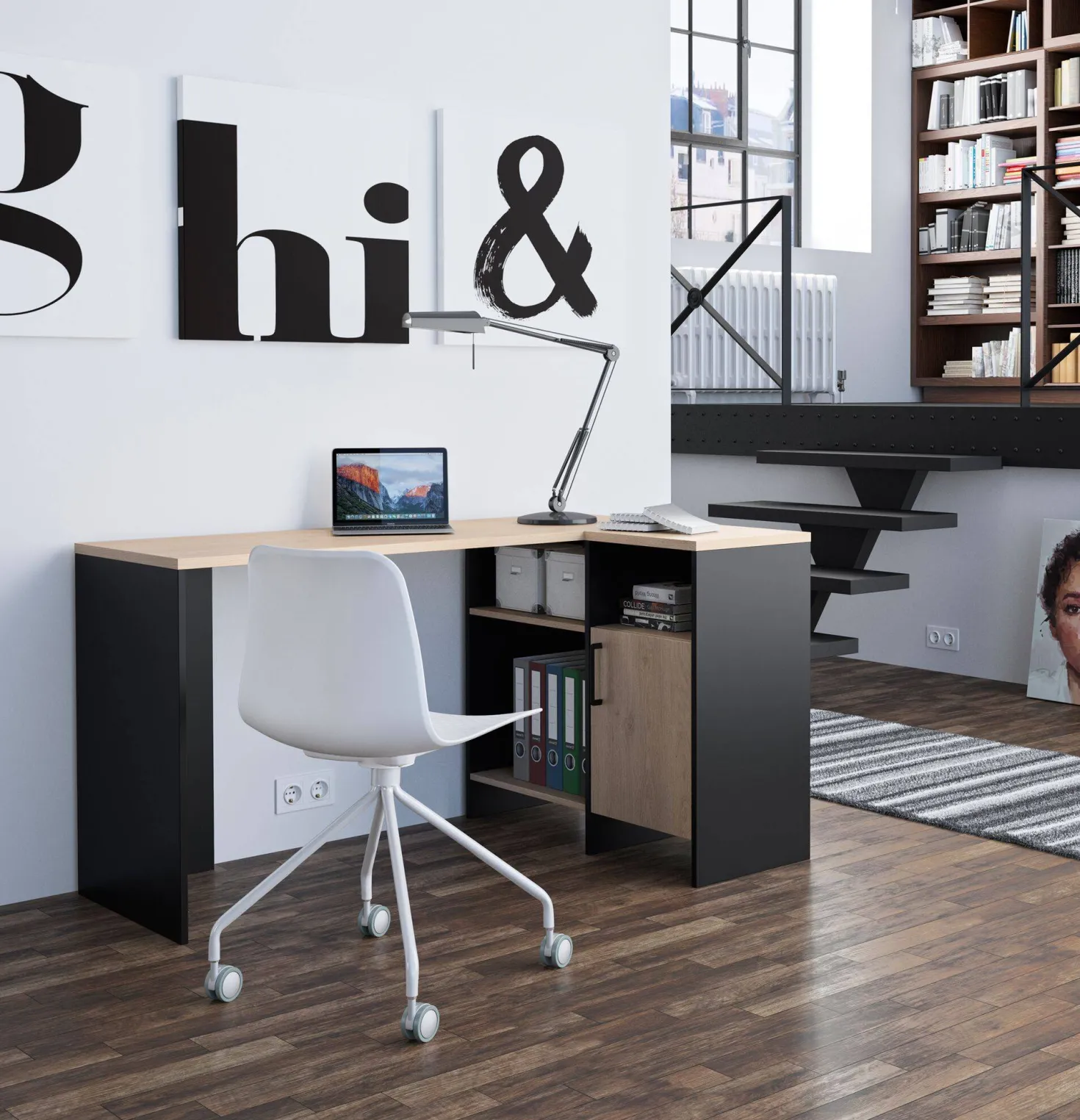 C.PRO PAR CAMIF Bureau d'angle Garry noir
