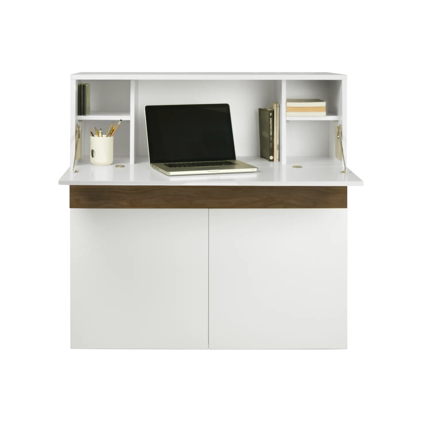 C.PRO PAR CAMIF Bureau secrétaire bois 1 tiroir 3 portes Tim
