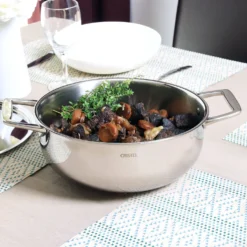 CRISTEL Faitout 2 anses avec couvercle inox Castel Pro