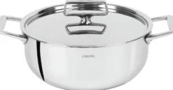 CRISTEL Faitout 2 anses avec couvercle inox Castel Pro