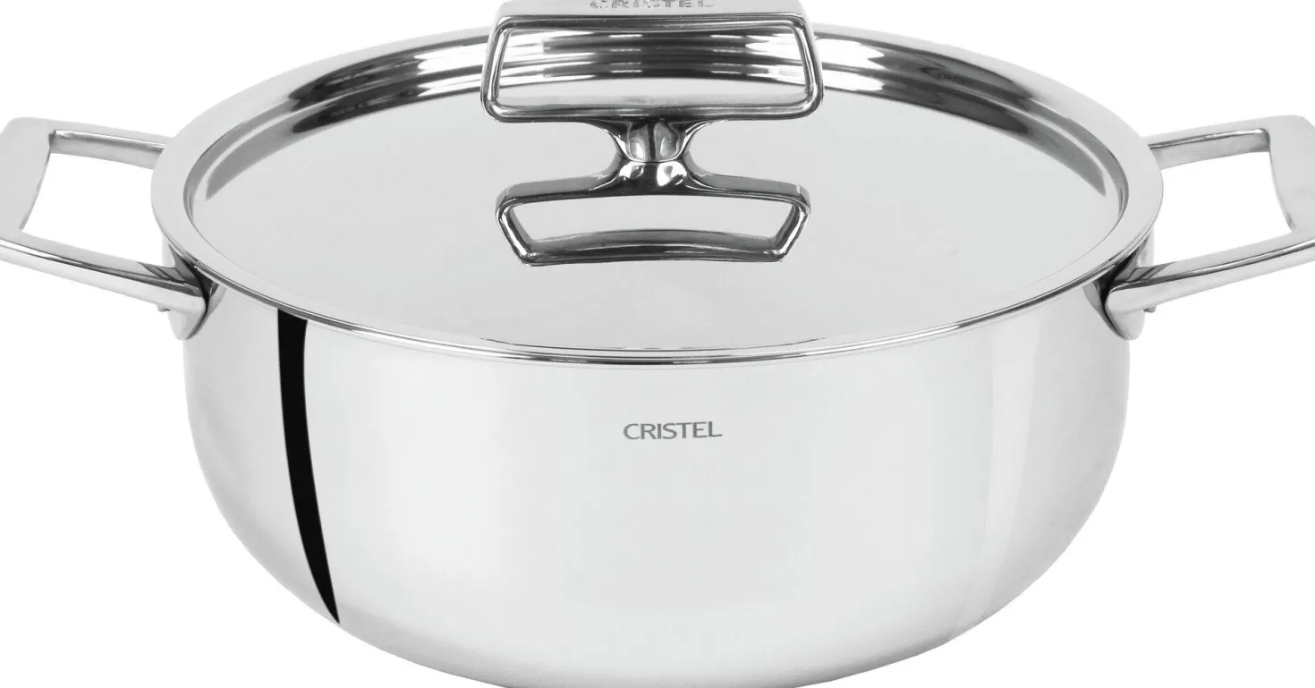 CRISTEL Faitout 2 anses avec couvercle inox Castel Pro