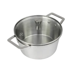 CRISTEL Faitout inox brossé avec couvercle en verre