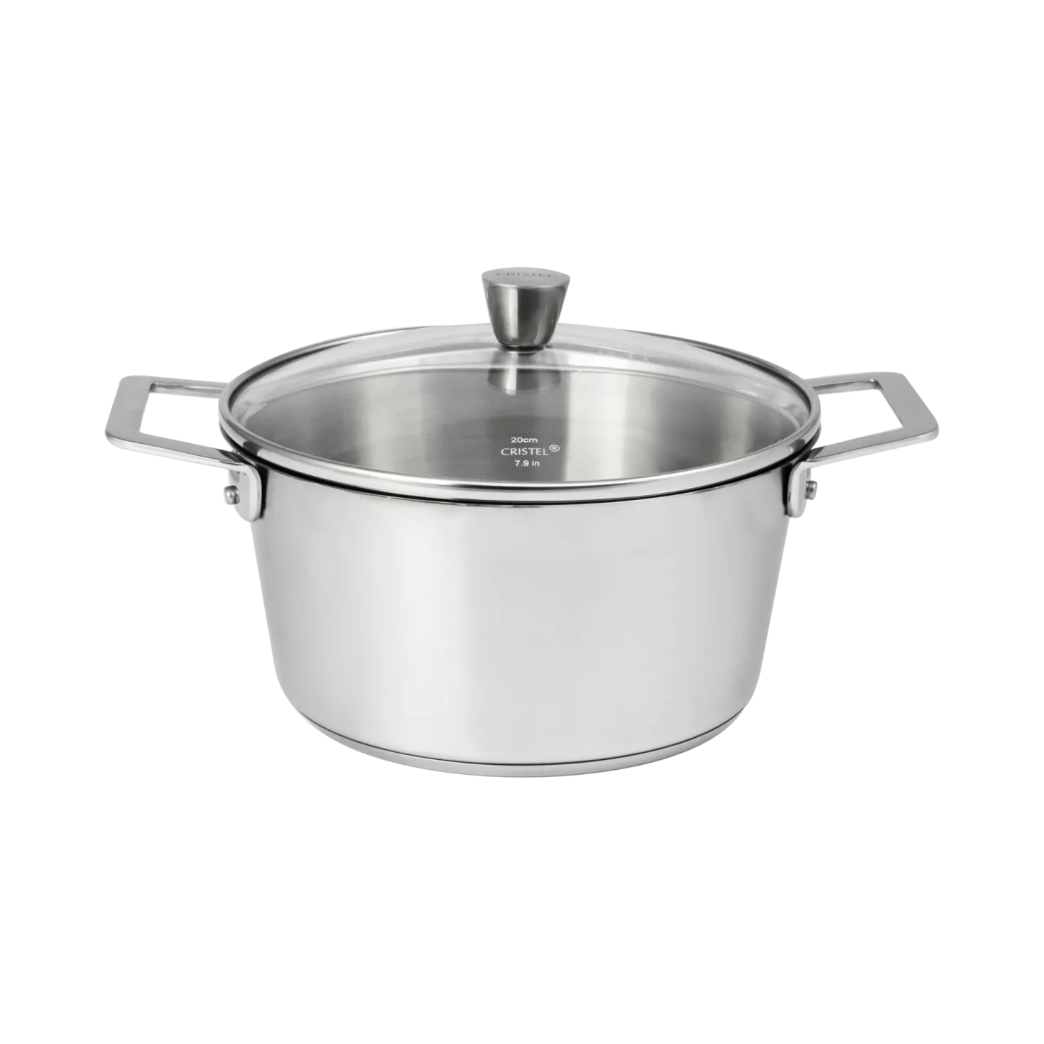 CRISTEL Faitout inox brossé avec couvercle en verre