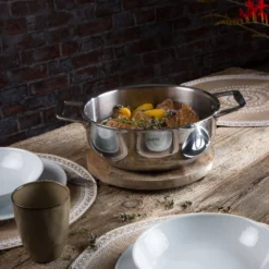 CRISTEL Faitout inox 5-ply, 2 anses fixes et couvercle en verre CASTEL PRO