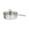 CRISTEL Sauteuse à bord droit en inox 28 cm CASTEL PRO 5 ply avec couvercle en verre