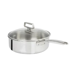 CRISTEL Sauteuse à bord droit inox 24cm CASTEL PRO 5 ply + couvercle en verre
