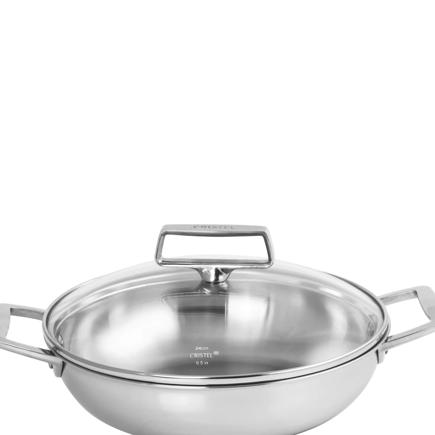 CRISTEL Sauteuse inox 5-ply 2 anses avec couvercle en verre CASTEL PRO