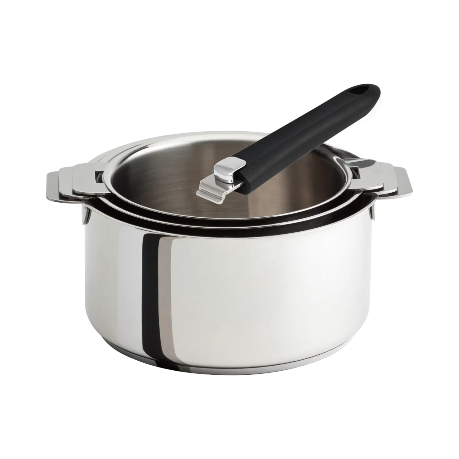 CRISTEL Set 3 casseroles Mutine avec poignée amovible noire