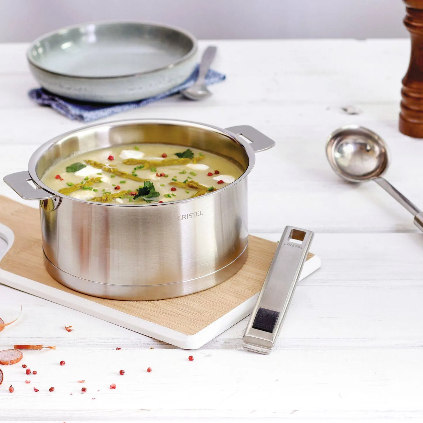 CRISTEL Set 3 casseroles Strate Amovible 16/18 /20 cm avec poignée inox