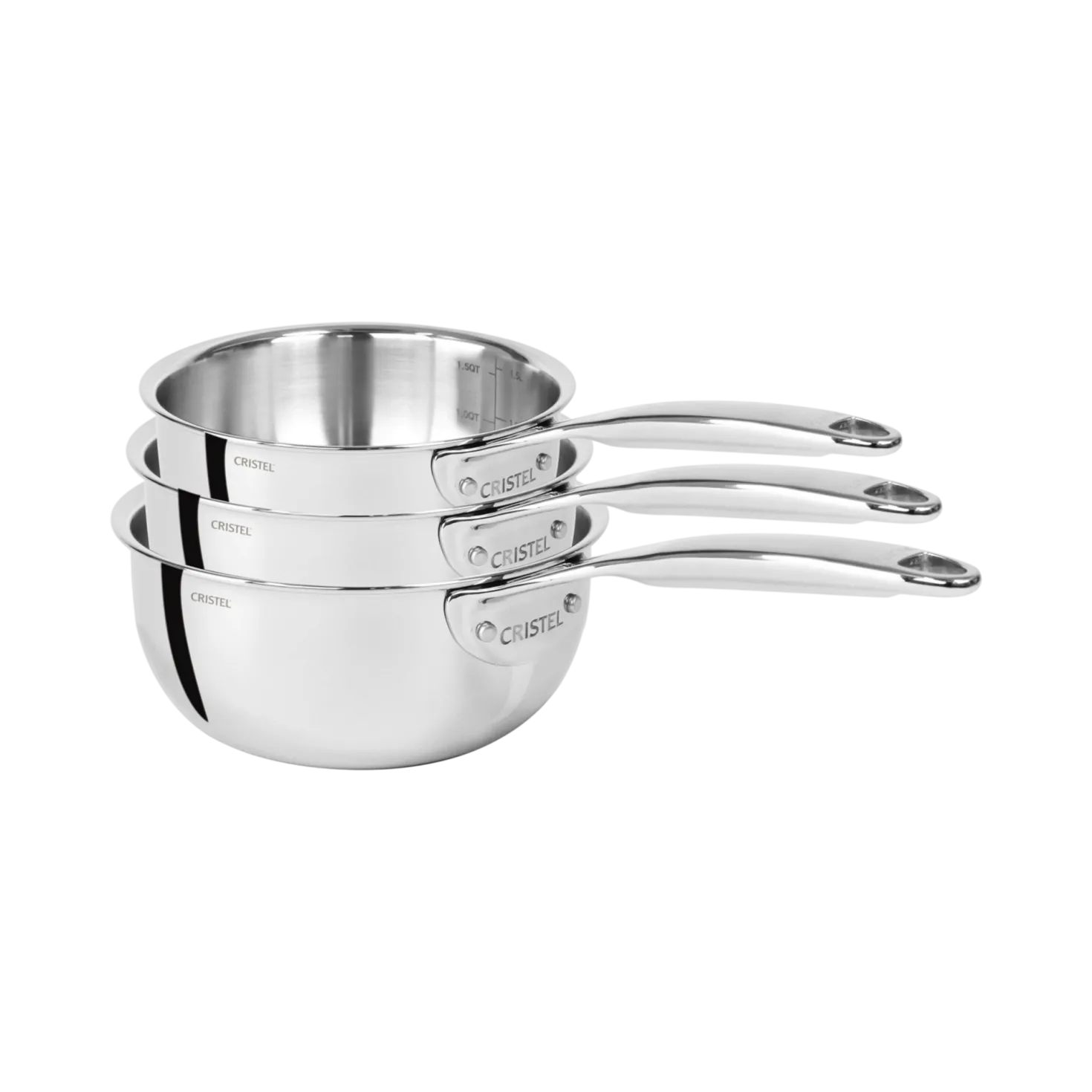 CRISTEL Set de 3 casseroles inox CASTEL PRO 16/18/20 cm