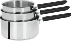 CRISTEL Série de 3 casseroles Mutine 2 fixe avec poignée Bakelite noire