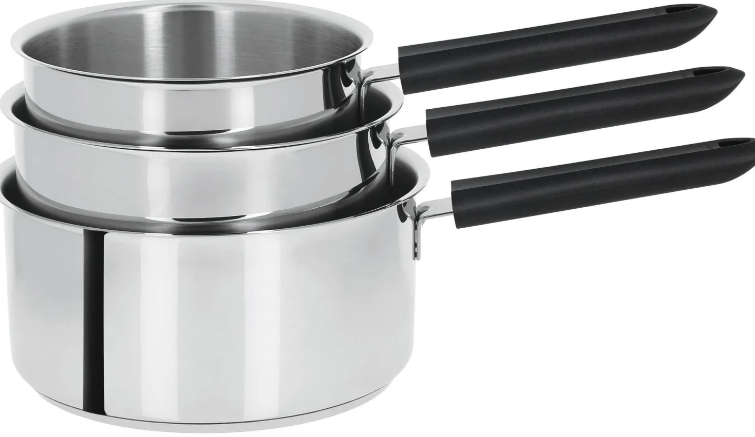 CRISTEL Série de 3 casseroles Mutine 2 fixe avec poignée Bakelite noire