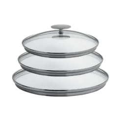 CRISTEL Série de 3 couvercles PLATINE en verre 16/18/20 cm
