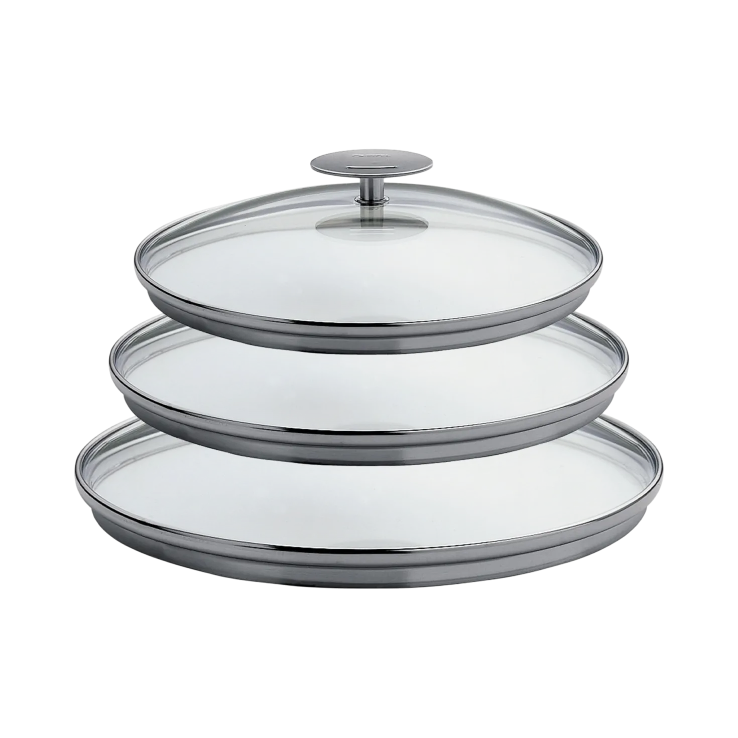 CRISTEL Série de 3 couvercles PLATINE en verre 16/18/20 cm