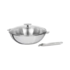 CRISTEL Wok inox 28 cm CASTELINE amovible + 1 Couvercle en verre PLATINE + 1 Poignée inox ZENITH 2