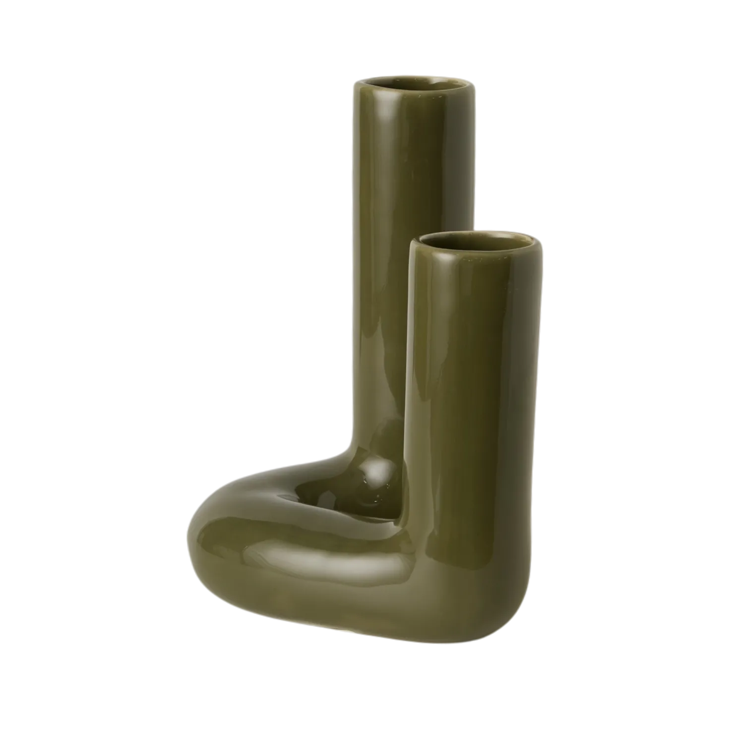 Double soliflore céramique kaki 27 cm Shilo