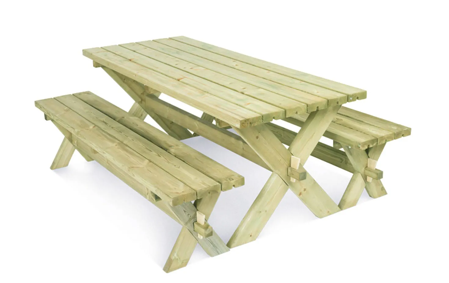 EKJU Table de Pique-nique avec 2 Bancs en Bois Emeline