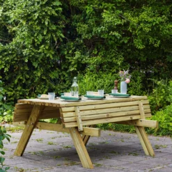 EKJU Table de pique-nique en Bois Elsa