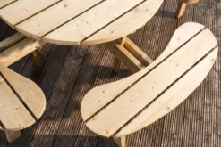 EKJU Table pique-nique ronde en Bois Edgar