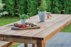 EKJU Table 200 x 78 cm avec Deux Bancs en Bois Eloise
