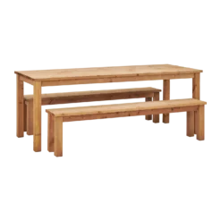 EKJU Table 200 x 78 cm avec Deux Bancs en Bois Eloise