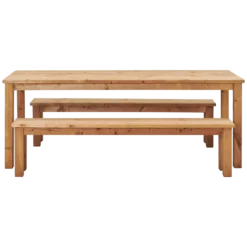 EKJU Table 200 x 78 cm avec Deux Bancs en Bois Eloise